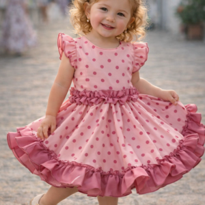Traje flamenca infantil rosa lunares